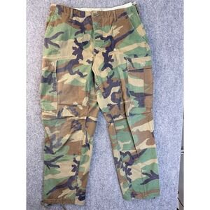 Vintage US Military Camo Cargo Pants Mens MED Short Woodland Tactical BDU 34x28